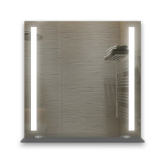 Дзеркало з LED підсвіткою та поличкою Delfin LS 500x500 мм (200430)