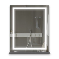 Дзеркало з LED підсвіткою/електричним підігрівом/поличкою Venta-02 LS 800x1000 мм (200332)