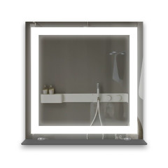 Зеркало с LED подсветкой/электрическим подогревом/полочкой Venta-02 LS 600x600 мм (200321)